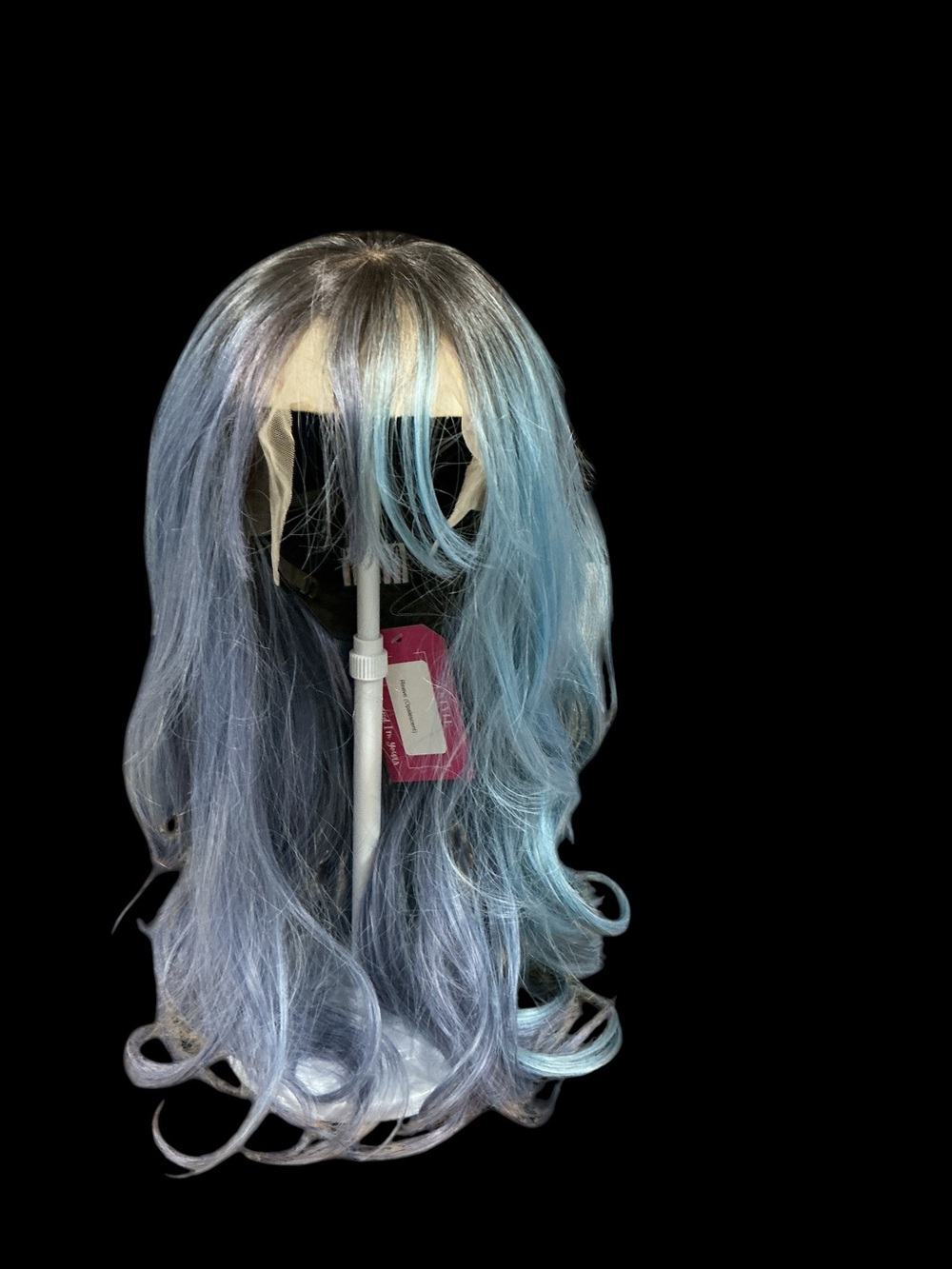 Chelsey Smith Crowns. Pastel Blue Long Wavy Women's Wig with Bangs